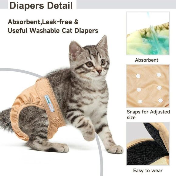 Langsprit Reusable Cat Diapers for Female and Male  Washable Sz L NEW - Picture 9 of 11